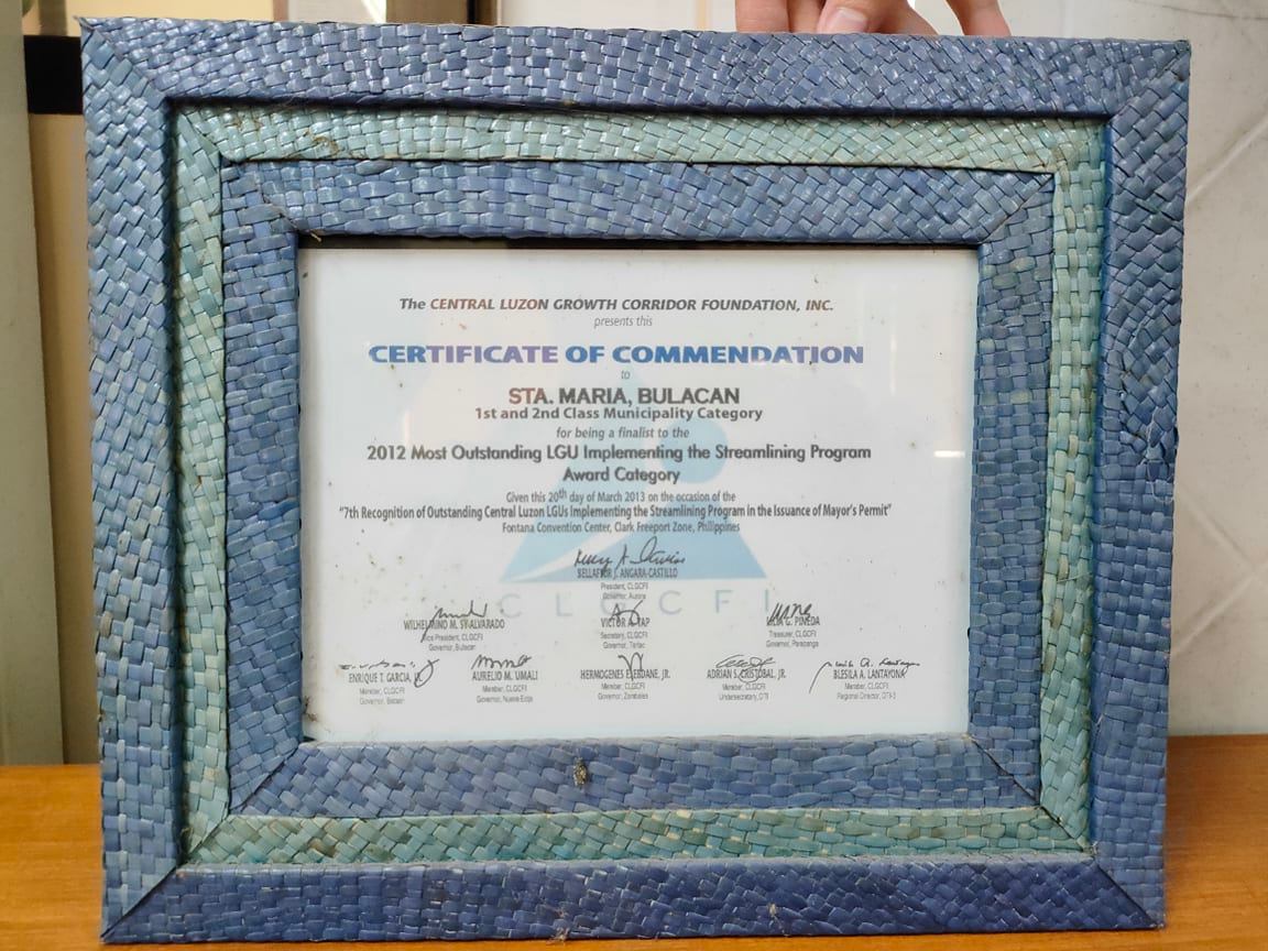 Most Outstanding LGU Implementing the Streamlining Program in the Issuance of Mayor's Permit 1st & 2nd Class Municipality Category